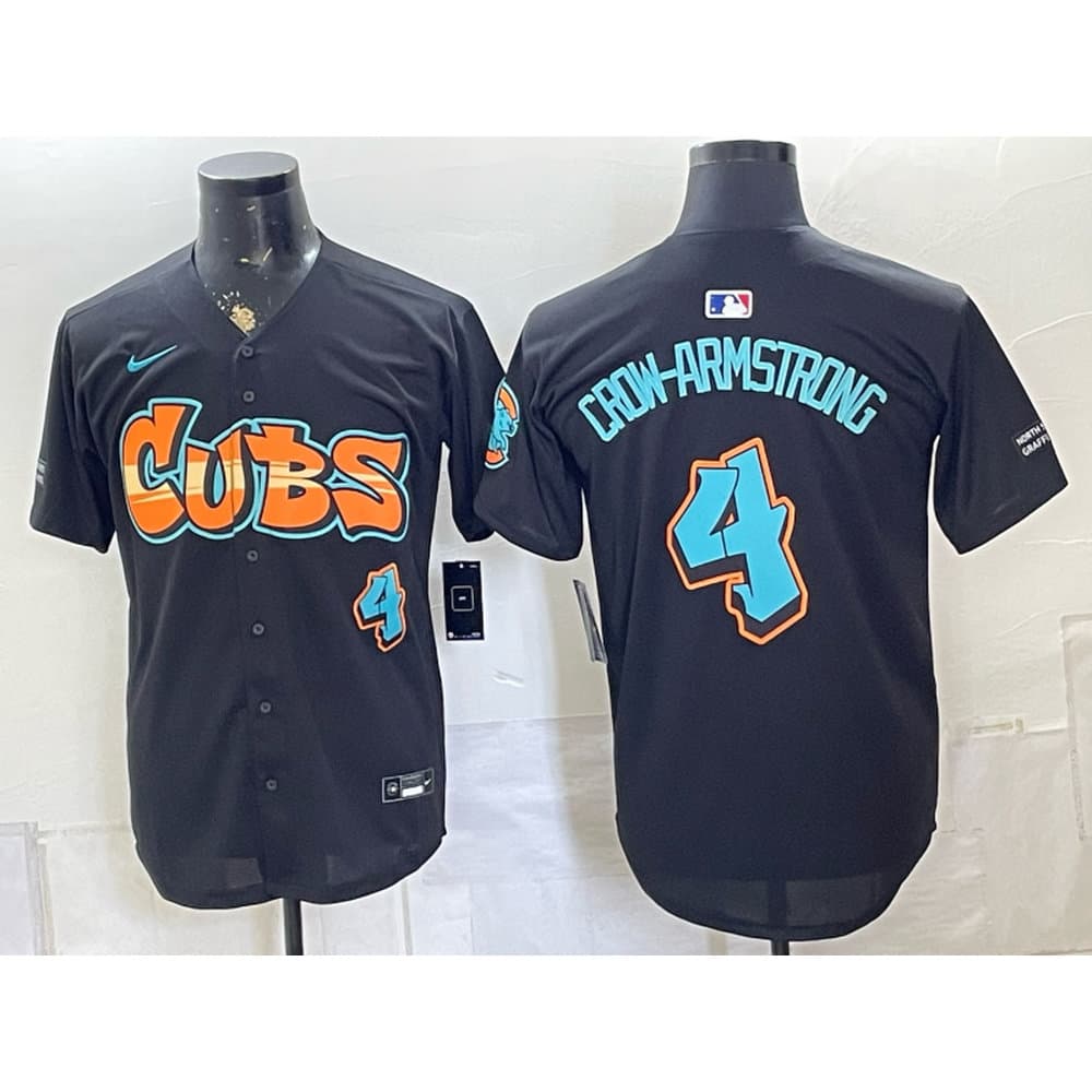 Men's Chicago Cubs #4 Pete Crow-Armstrong Black Stitched Baseball Jersey