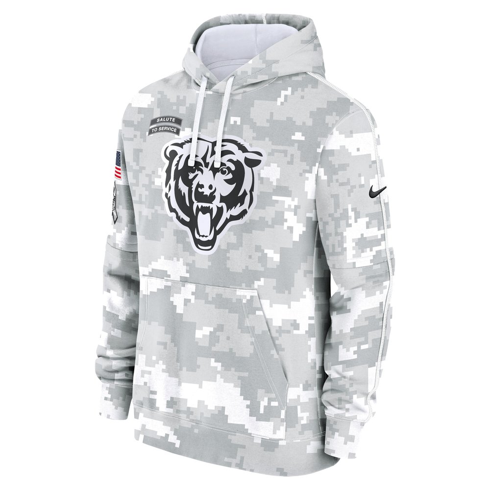 Men's Chicago Bears Arctic Camo 2024 Salute to Service Club Fleece Pullover Hoodie