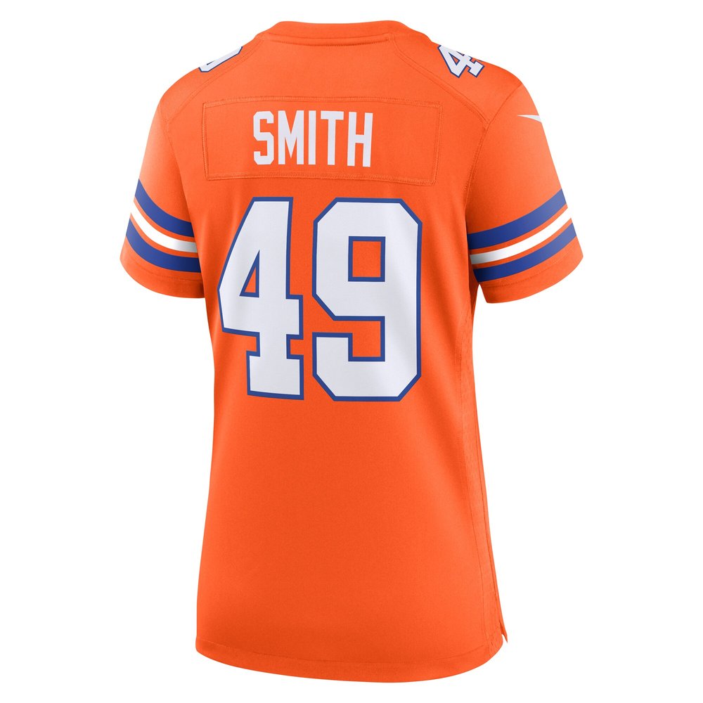 Women's Denver Broncos Dennis Smith Orange Mile High Collection 1977 Throwback Retired Player Game Jersey Women's Denver Broncos Dennis Smith Orange Mile High Collection 1977 Throwback Retired Player Game Jersey