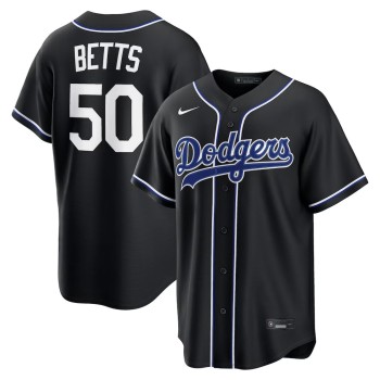 Men's Los Angeles Dodgers #50 Mookie Betts Fashion Replica Black Out Jersey Men's Los Angeles Dodgers #50 Mookie Betts Fashion Replica Black Out Jersey