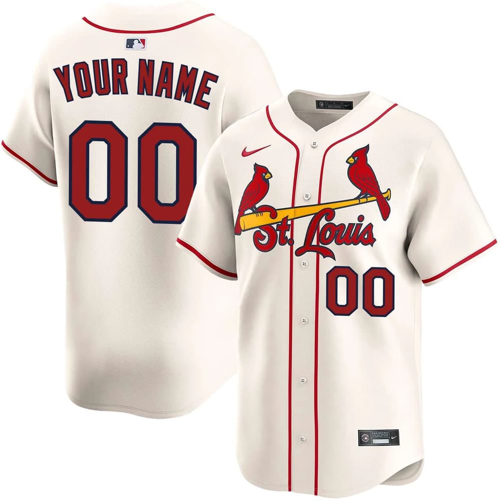 Youth St. Louis Cardinals Cream Alternate Cream Limited Custom Jersey