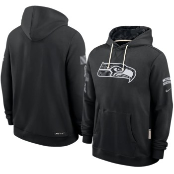 Men's Seattle Seahawks Nike Black 2026 Salute to Service Sideline Dri-FIT Pullover Hoodie