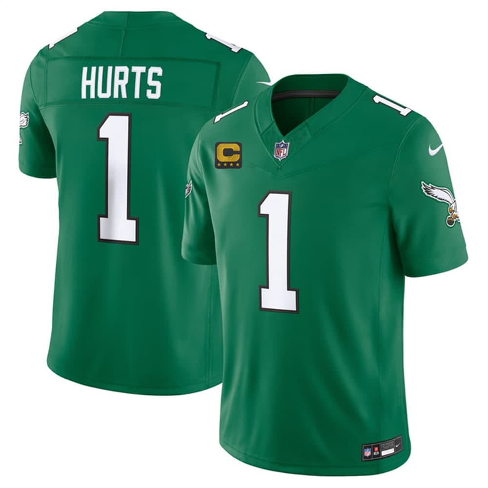 Men's Philadelphia Eagles #1 Jalen Hurts Kelly Green 2026 4-Star C Patch Throwback Vapor F.U.S.E. Untouchable Limited Jersey Men's Philadelphia Eagles #1 Jalen Hurts Kelly Green 2026 4-Star C Patch Throwback Vapor F.U.S.E. Untouchable Limited Jersey