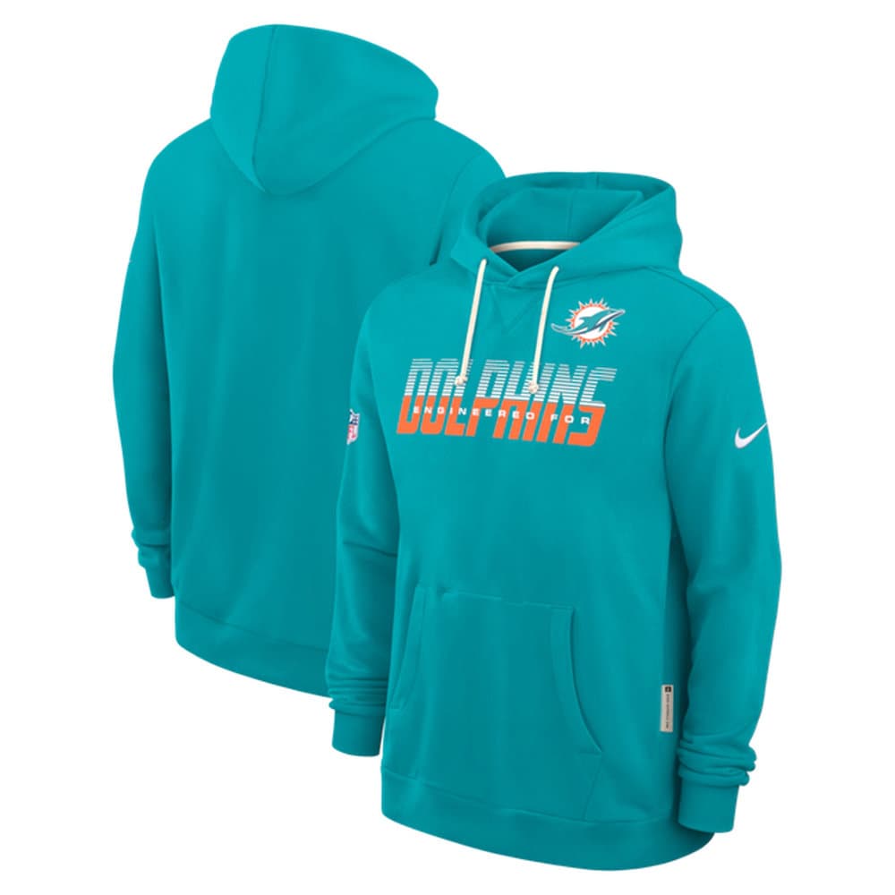 Men's Miami Dolphins Aqua Sideline Standard Issue Top Prospect Dri-FIT Hoodie