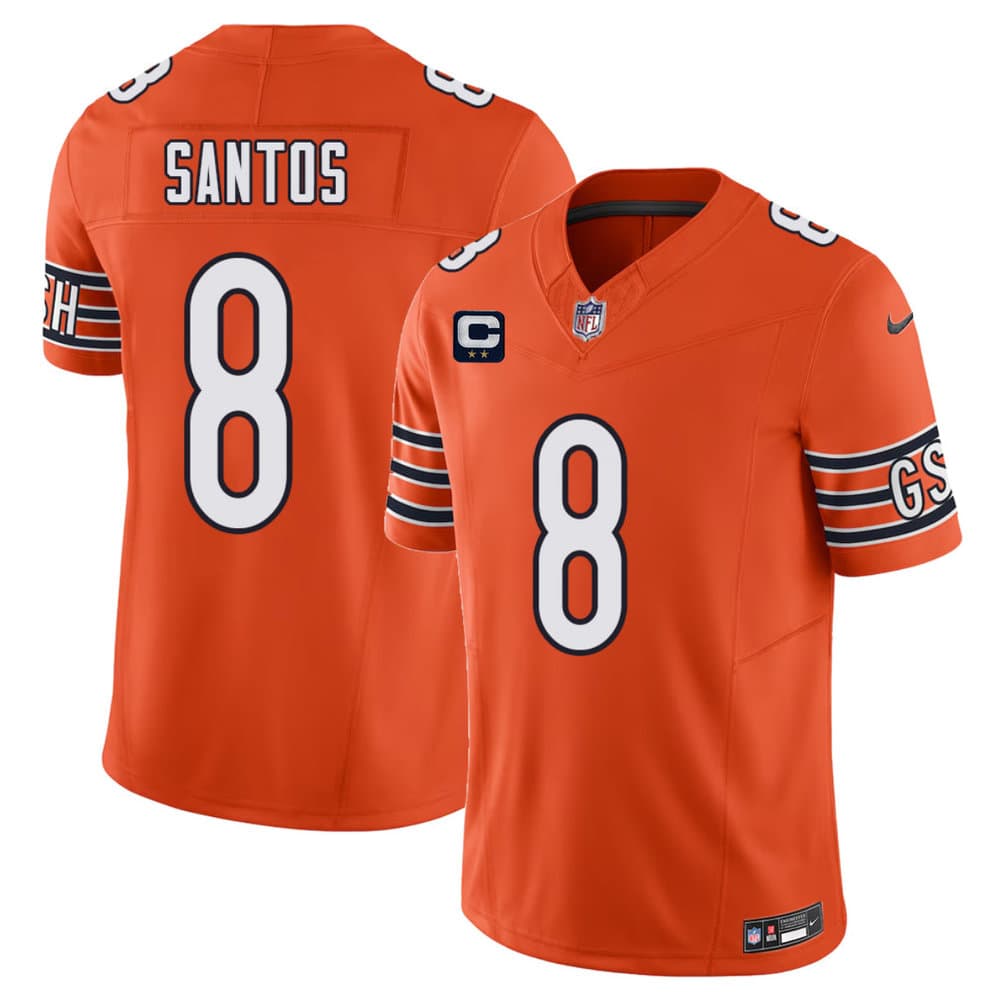 Men's Chicago Bears #8 Cairo Santos Orange 2026 2-Star C Patch Vapor F.U.S.E. Untouchable Limited Jersey