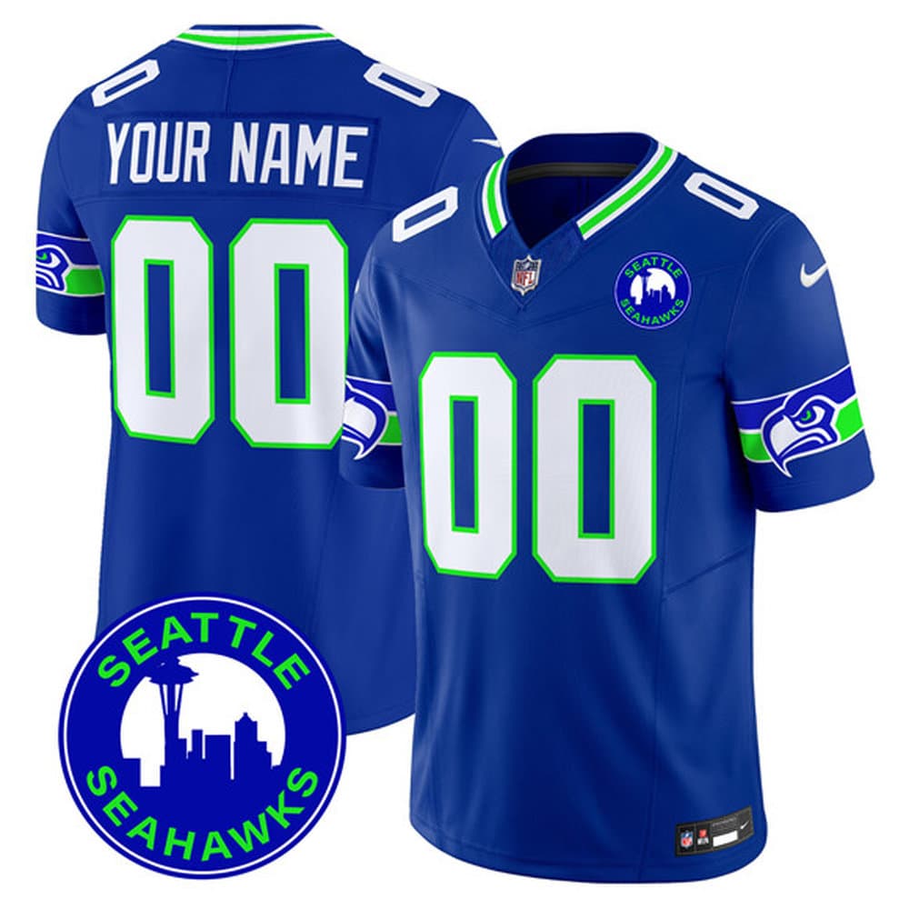 Men's Seattle Seahawks Royal City Patch Vapor F.U.S.E. Limited Custom Jersey