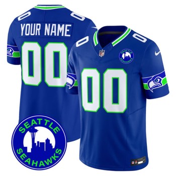 Men's Seattle Seahawks Royal City Patch Vapor F.U.S.E. Limited Custom Jersey