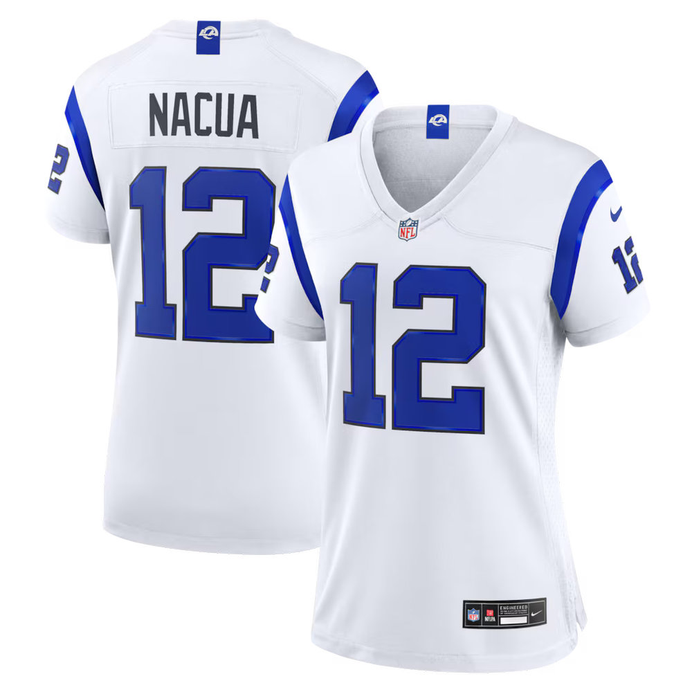 Women's Los Angeles Rams #12 Puka Nacua Nike Fearsome White Game Jersey