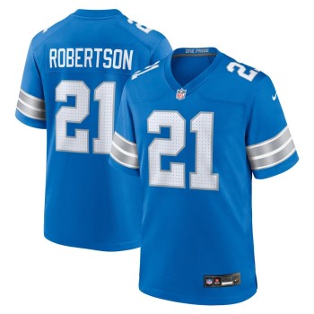 Men's Detroit Lions Amik Robertson  Blue Game Jersey Men's Detroit Lions Amik Robertson  Blue Game Jersey