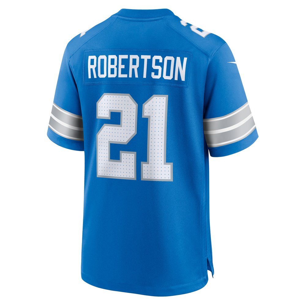 Men's Detroit Lions Amik Robertson  Blue Game Jersey