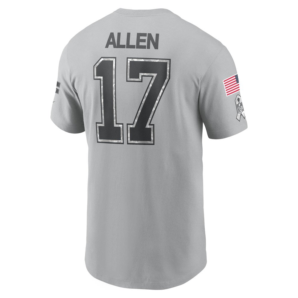 Men's Buffalo Bills Josh Allen Gray 2024 Salute To Service Name & Number T-Shirt