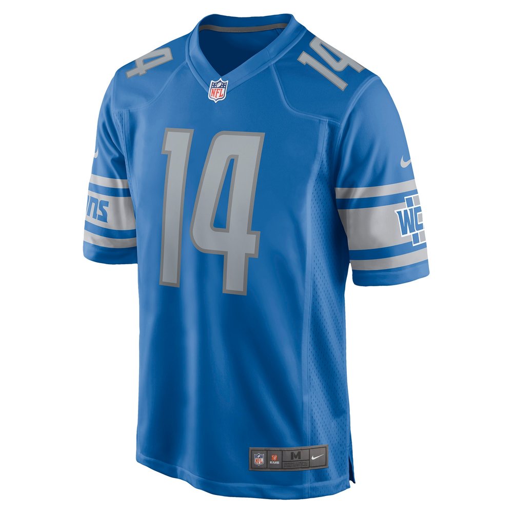 Men's Detroit Lions #14 Amon-Ra St. Brown Blue Game Player Jersey Men's Detroit Lions #14 Amon-Ra St. Brown Blue Game Player Jersey