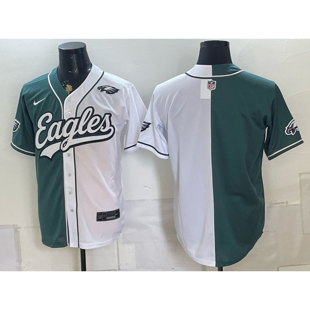 Men's Philadelphia Eagles Green Split Cool Base Stitched Baseball Jersey