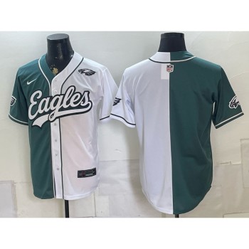 Men's Philadelphia Eagles Green Split Cool Base Stitched Baseball Jersey
