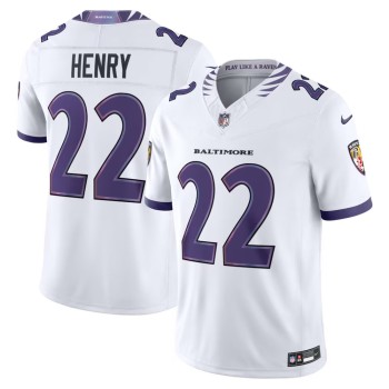 Men's Baltimore Ravens #22 Derrick Henry White Vapor F.U.S.E. Sewn Down Limited Jersey