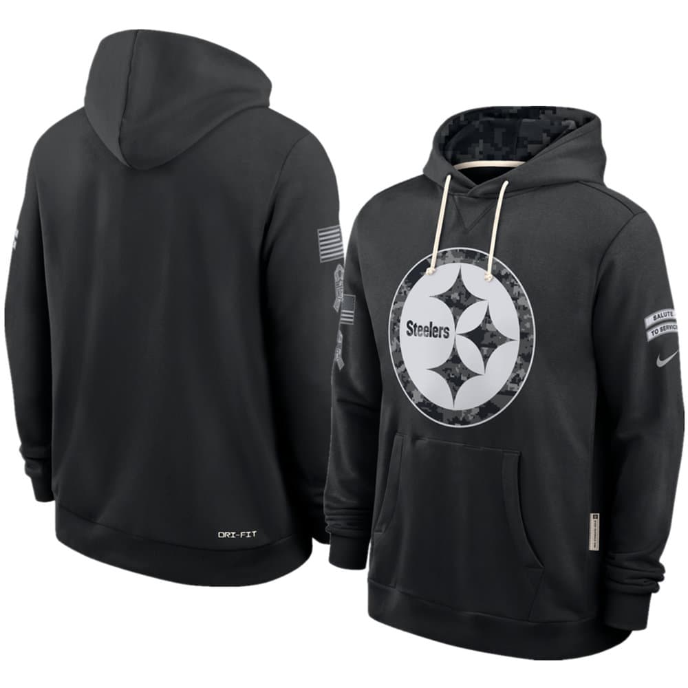 Men's Pittsburgh Steelers Nike Black 2026 Salute to Service Sideline Dri-FIT Pullover Hoodie