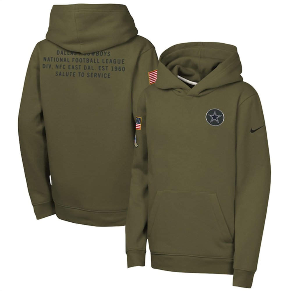Youth Dallas Cowboys Olive 2025 Salute to Service Club Fleece Hoodie Youth Dallas Cowboys Olive 2025 Salute to Service Club Fleece Hoodie