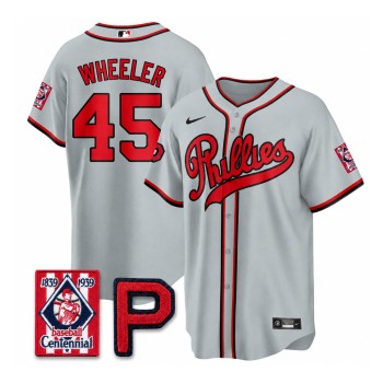 Men's Philadelphia Phillies #45 Zack Wheeler Gray Stitched Baseball Jersey Men's Philadelphia Phillies #45 Zack Wheeler Gray Stitched Baseball Jersey