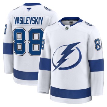 Men's Tampa Bay Lightning #88 Andrei Vasilevskiy White Away Premium Jersey Men's Tampa Bay Lightning #88 Andrei Vasilevskiy White Away Premium Jersey