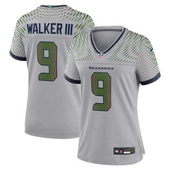 Women's Seattle Seahawks #9 Kenneth Walker III Gray Rivalries Collection Game Jersey