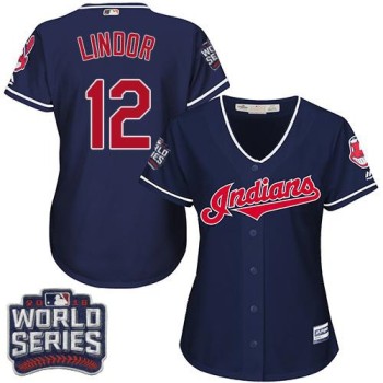 indians #12 Francisco Lindor Navy Blue 2016 World Series Bound Women's Alternate Stitched MLB Jersey indians #12 Francisco Lindor Navy Blue 2016 World Series Bound Women's Alternate Stitched MLB Jersey