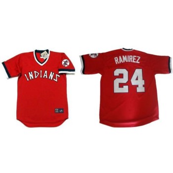 indians #24 Manny Ramirez Red 1978 Turn Back The Clock Stitched MLB Jersey