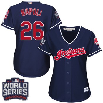 indians #26 Mike Napoli Navy Blue 2016 World Series Bound Women's Alternate Stitched MLB Jersey indians #26 Mike Napoli Navy Blue 2016 World Series Bound Women's Alternate Stitched MLB Jersey