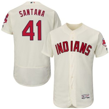 indians #41 Carlos Santana Cream Flexbase Authentic Collection Stitched MLB Jersey indians #41 Carlos Santana Cream Flexbase Authentic Collection Stitched MLB Jersey