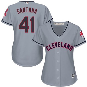 indians #41 Carlos Santana Grey Women's Road Stitched MLB Jersey indians #41 Carlos Santana Grey Women's Road Stitched MLB Jersey
