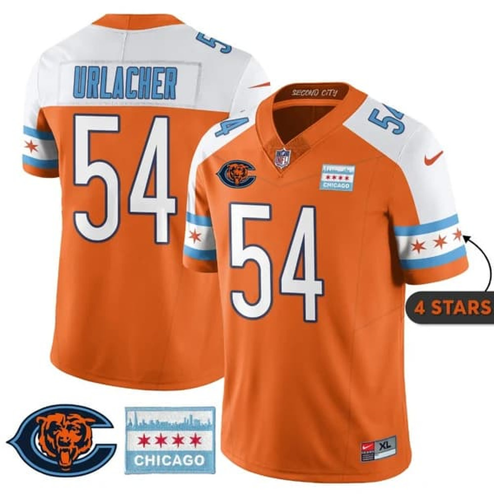 Youth Chicago Bears #54 Brian Urlacher Orange Alternate City Edition With Chicago Flag Vapor F.U.S.E. Untouchable Limited Jersey