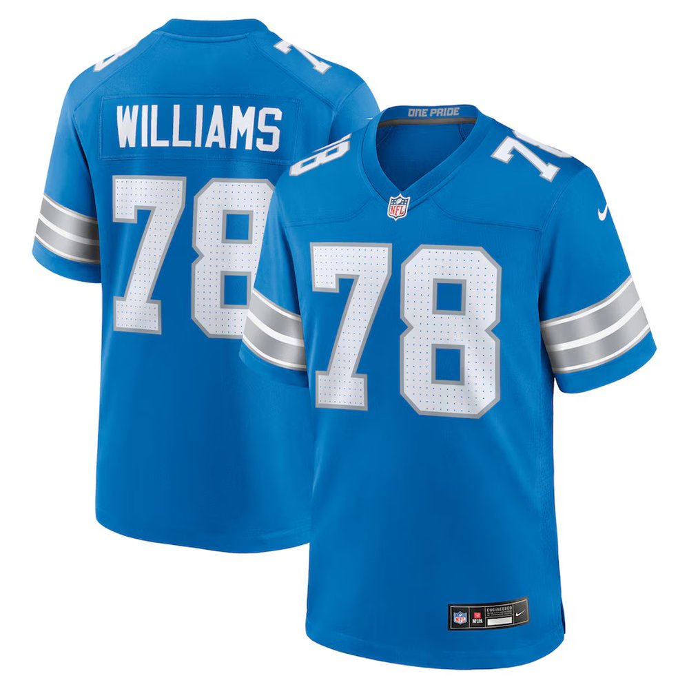 Youth Detroit Lions #78 Tyleik Williams Nike Blue 2025 NFL Draft First Round Pick Game Jersey