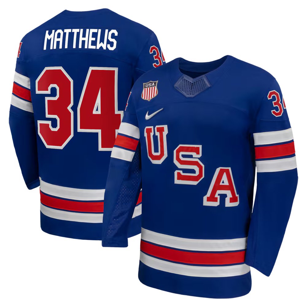 Youth USA Hockey #34 Auston Matthews Royal 2026 Home Replica Jersey Youth USA Hockey #34 Auston Matthews Royal 2026 Home Replica Jersey