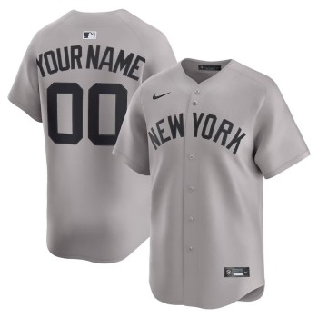 Youth New York Yankees Nike Gray Away Limited Custom Jersey