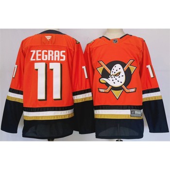 Men's Anaheim Ducks #11 Trevor Zegras Orange/Black 2024-25 Stitched Premium Jersey