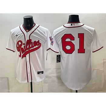Men's Philadelphia Phillies #61 Cristopher Sanchez White 2026 Field of Dreams Stadium Jersey Men's Philadelphia Phillies #61 Cristopher Sanchez White 2026 Field of Dreams Stadium Jersey