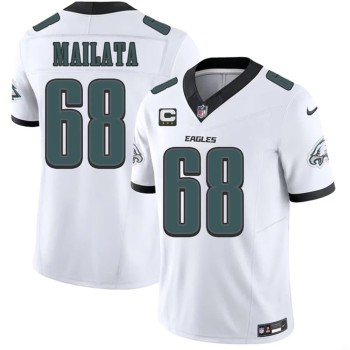 Youth Philadelphia Eagles #68 Jordan Mailata White 2026 3-Star C Patch Vapor F.U.S.E. Untouchable Limited Jersey