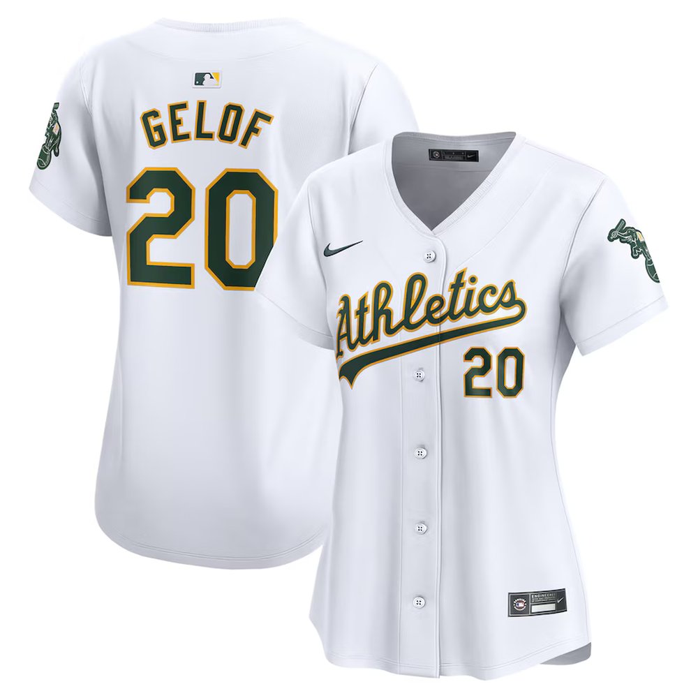 Women's Oakland Athletics #20 Zack Gelof White Home Limited Player Jersey