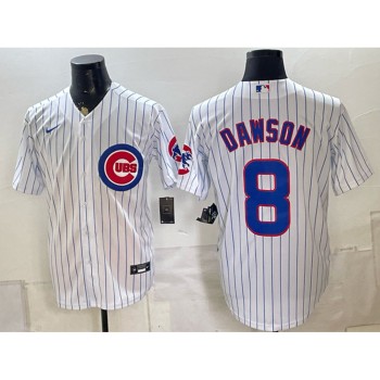 Men's Chicago Cubs #8 Andre Dawson White Home Jersey