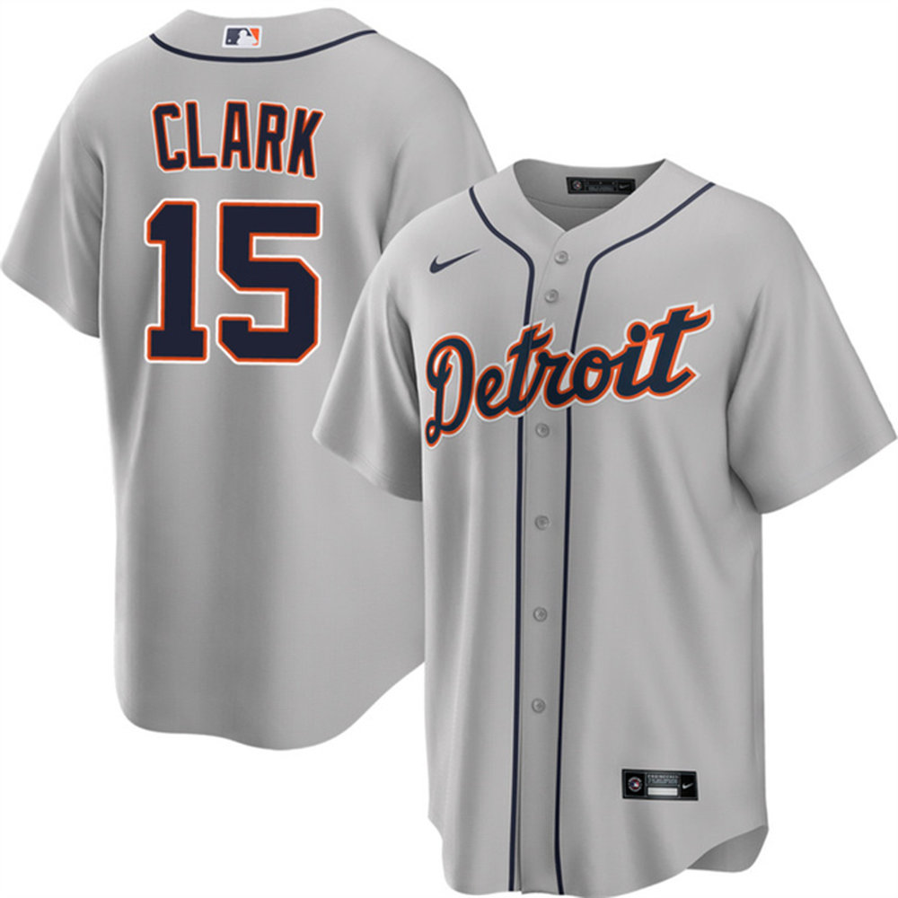 Youth Detroit Tigers #15 Max Clark Grey 2026 Road Baseball Jersey