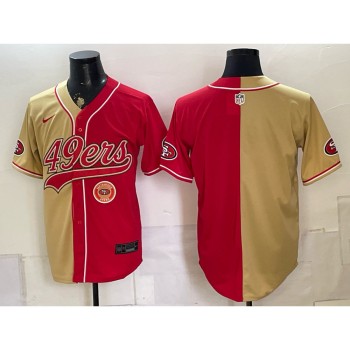 Men's San Francisco 49ers Red Split Cool Base Stitched Baseball Jersey Men's San Francisco 49ers Red Split Cool Base Stitched Baseball Jersey
