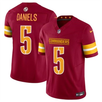 Men's Washington Commanders #5 Jayden Daniels Burgundy 2024 Draft F.U.S.E Vapor Limited Stitched Football Jersey Men's Washington Commanders #5 Jayden Daniels Burgundy 2024 Draft F.U.S.E Vapor Limited Stitched Football Jersey