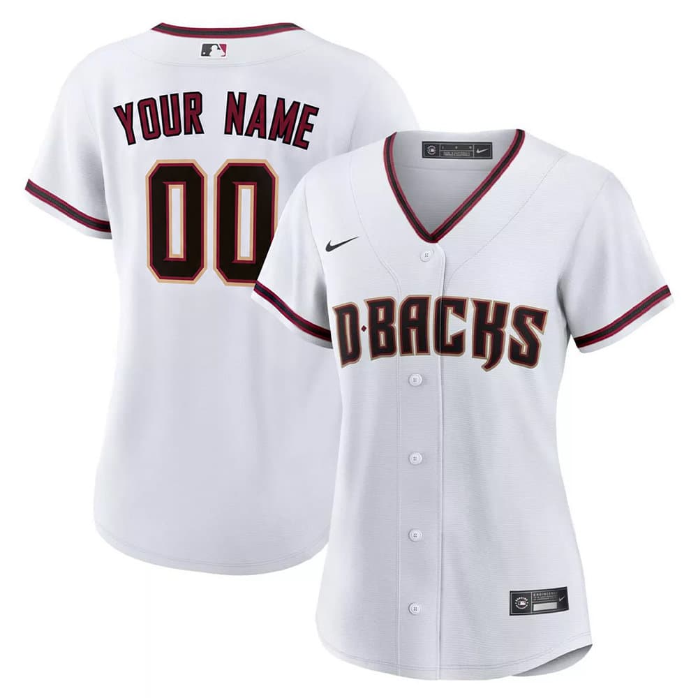 Women's Arizona Diamondbacks White Home Replica Custom Jersey
