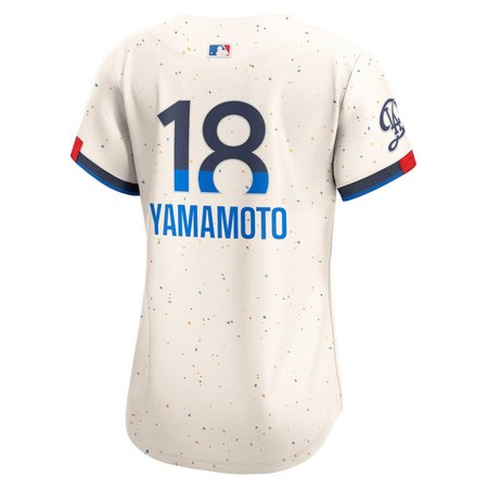 Women's Los Angeles Dodgers #18 Yoshinobu Yamamoto Cream 2024 City Connect Limited Player Jersey