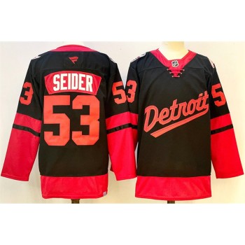 Men's Detroit Red Wings #53 Moritz Seider Black 2024-25 Stitched Premium Jersey Men's Detroit Red Wings #53 Moritz Seider Black 2024-25 Stitched Premium Jersey
