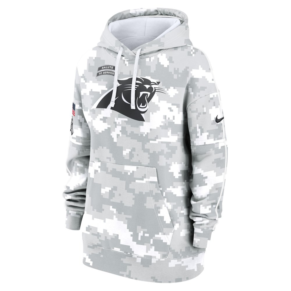 Women's Carolina Panthers Arctic Camo 2024 Salute To Service Club Fleece Pullover Hoodie