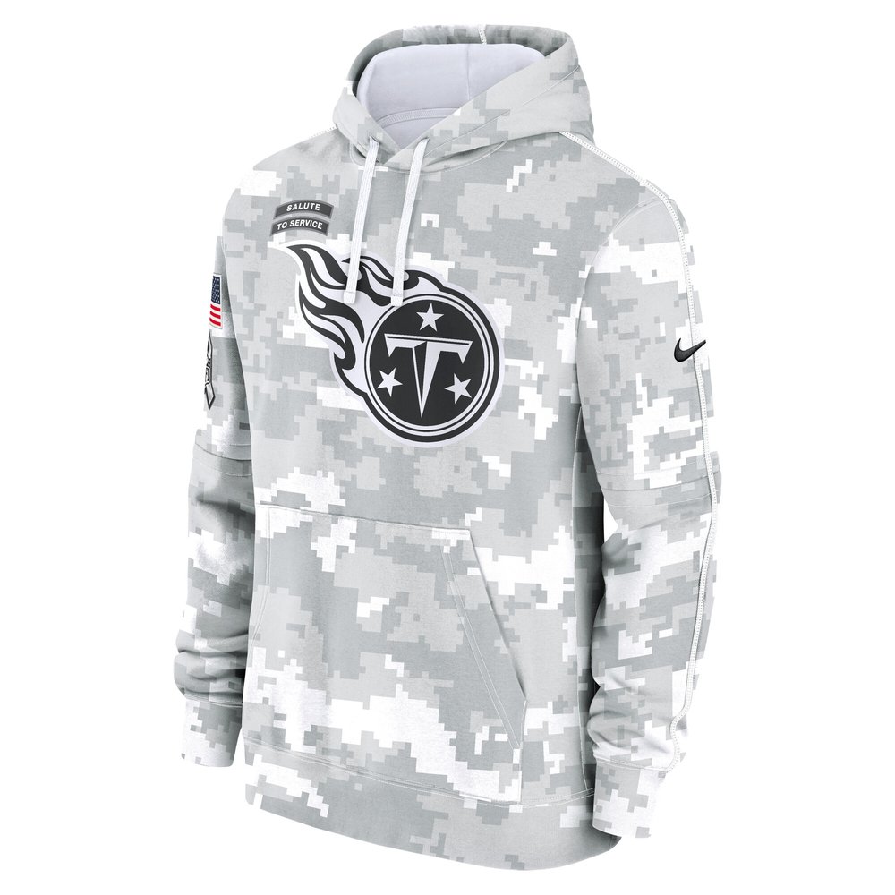 Youth Tennessee Titans White/Gray 2024 Salute To Service Pullover Hoodie