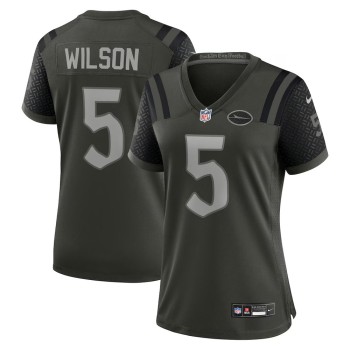Women's New York Jets #5 Garrett Wilson Black Rivalries Collection Game Jersey