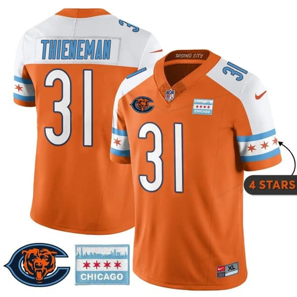 Youth Chicago Bears #31 Dillon Thieneman Orange Alternate City Edition With Chicago Flag Vapor F.U.S.E. Untouchable Limited Jersey