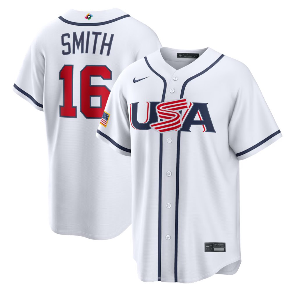 Youth USA Baseball #16 Will Smith White 2026 World Baseball Classic Home Stadium Jersey