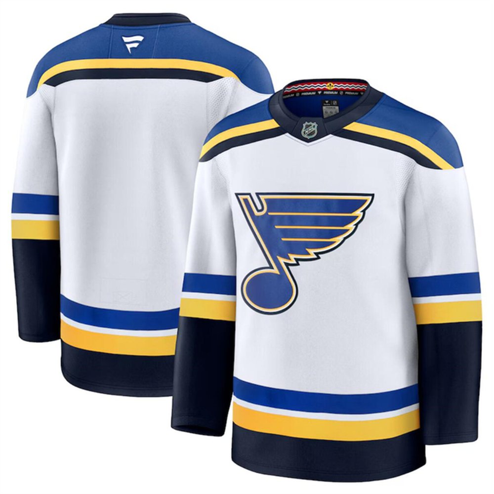 Men's St. Louis Blues Blank White 2024-25 Away Stitched Hockey Premium Jersey Men's St. Louis Blues Blank White 2024-25 Away Stitched Hockey Premium Jersey